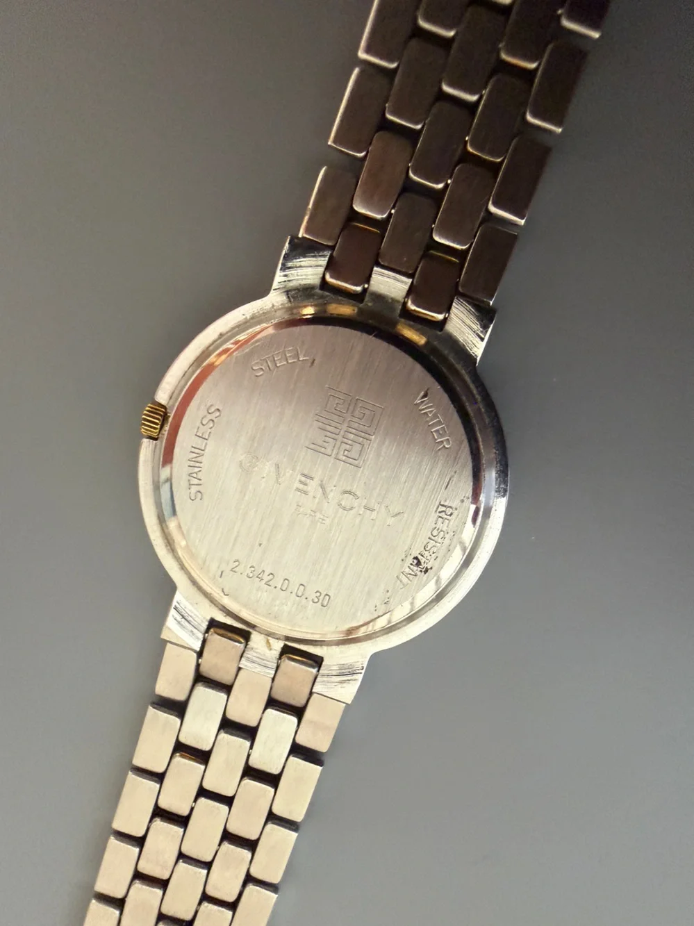 Vintage Givenchy Paris Two Tone Gold & Silver Swiss Quartz Dress Watch 32mm